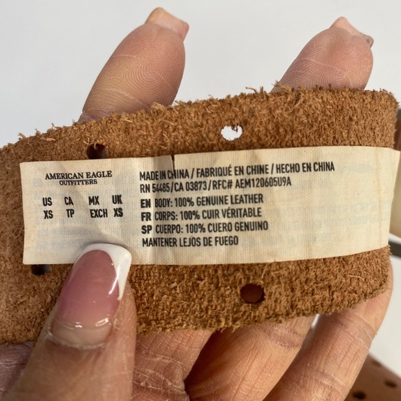 American Eagle Outfitters Leather Belt Hole Brown XS Y2k Western Boho Indie - Picture 7 of 9